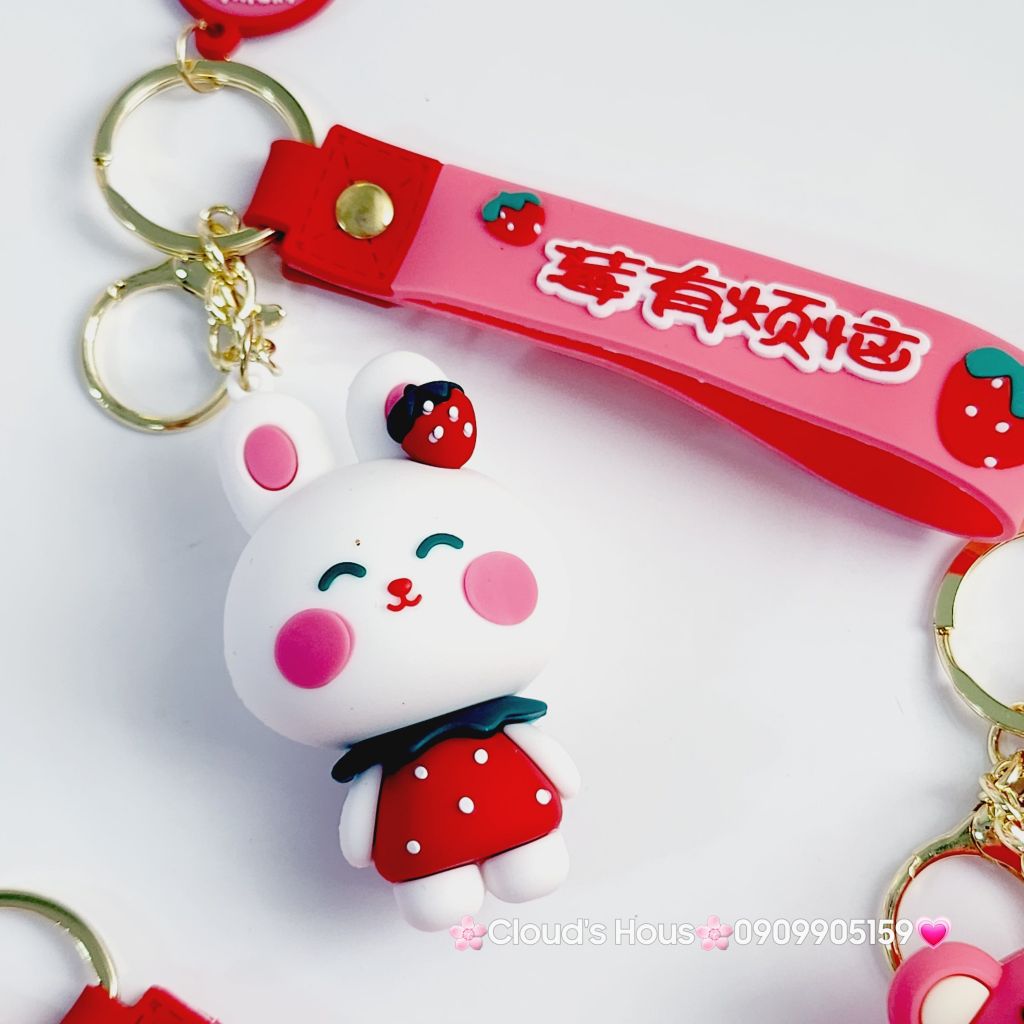 MÓC KHÓA GẤU Dâu LOTSO và Thỏ Dâu