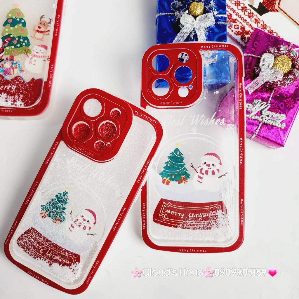 Case Ốp điện thoại iPhone Noel Phao Nước Bling Bling iPhone 11/12/13/14/15/Plus/Pro/Promax