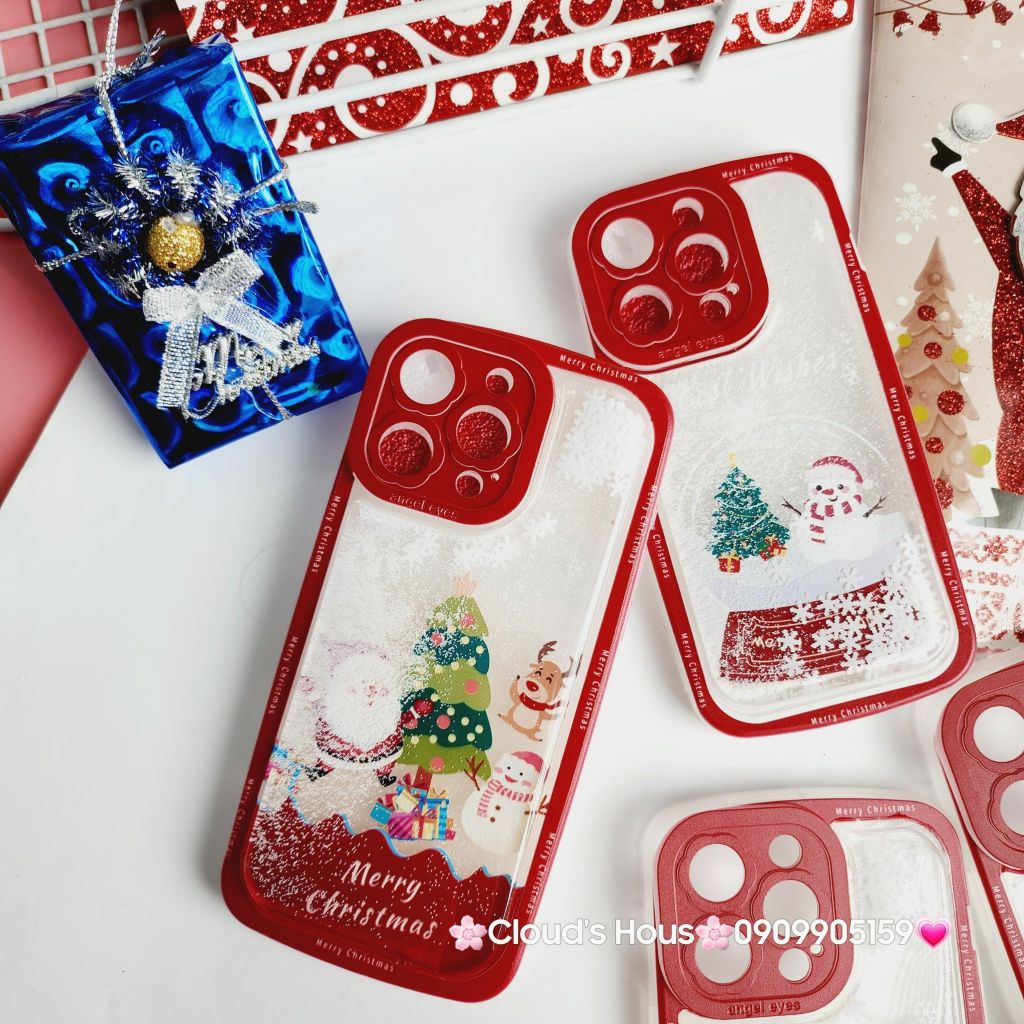 Case Ốp điện thoại iPhone Noel Phao Nước Bling Bling iPhone 11/12/13/14/15/Plus/Pro/Promax