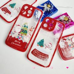 Case Ốp điện thoại iPhone Noel Phao Nước Bling Bling iPhone 11/12/13/14/15/Plus/Pro/Promax