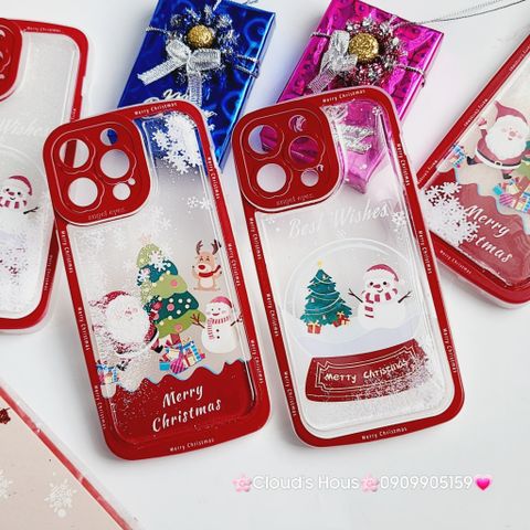 Case Ốp điện thoại iPhone Noel Phao Nước Bling Bling iPhone 11/12/13/14/15/Plus/Pro/Promax