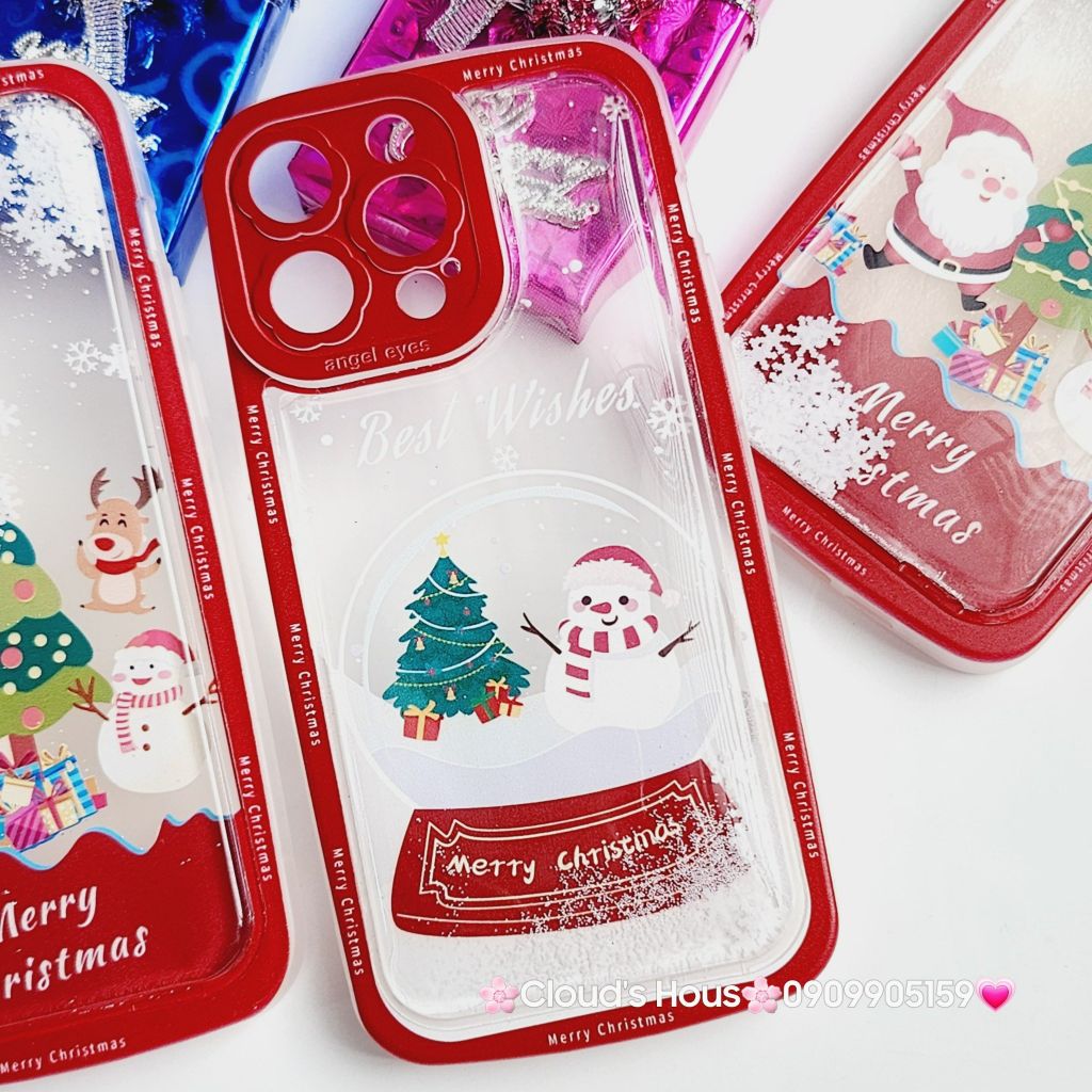 Case Ốp điện thoại iPhone Noel Phao Nước Bling Bling iPhone 11/12/13/14/15/Plus/Pro/Promax