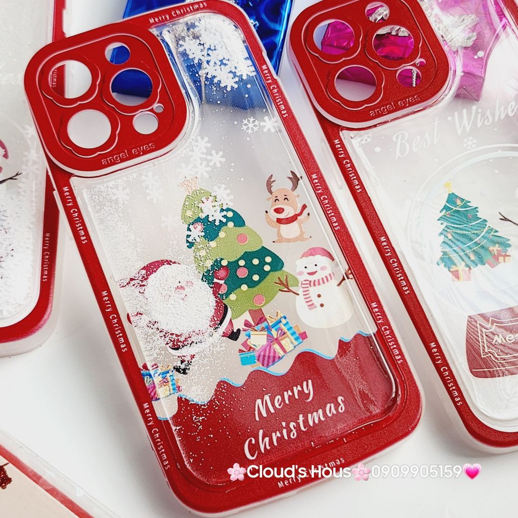 Case Ốp điện thoại iPhone Noel Phao Nước Bling Bling iPhone 11/12/13/14/15/Plus/Pro/Promax