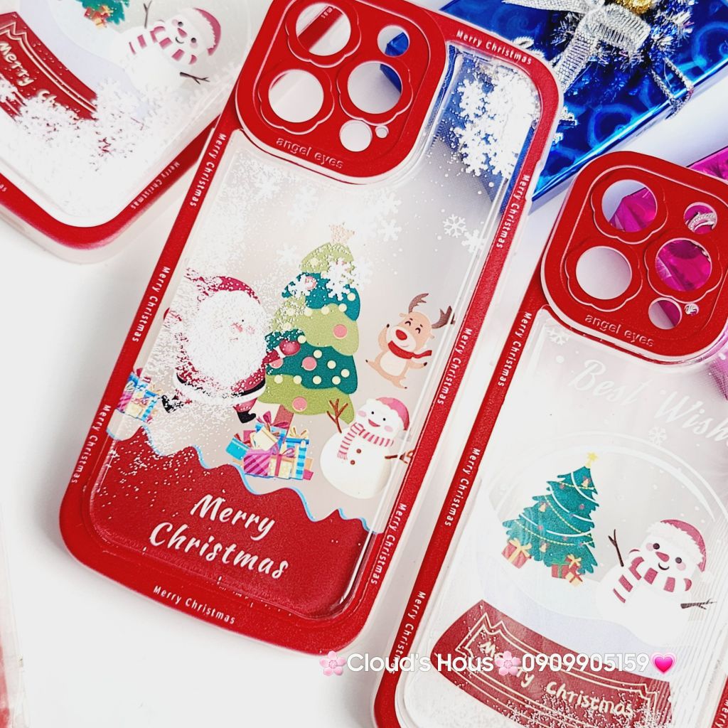 Case Ốp điện thoại iPhone Noel Phao Nước Bling Bling iPhone 11/12/13/14/15/Plus/Pro/Promax