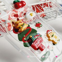 Case Ốp điện thoại iPhone Noel đỏ icon nổi dẻo iPhone 11/12/13/14/15/Plus/Pro/Promax