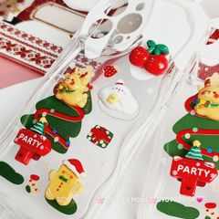 Case Ốp điện thoại iPhone Noel đỏ icon nổi dẻo iPhone 11/12/13/14/15/Plus/Pro/Promax