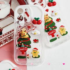 Case Ốp điện thoại iPhone Noel đỏ icon nổi dẻo iPhone 11/12/13/14/15/Plus/Pro/Promax