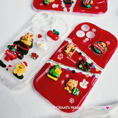Case Ốp điện thoại iPhone Noel đỏ icon nổi dẻo iPhone 11/12/13/14/15/Plus/Pro/Promax
