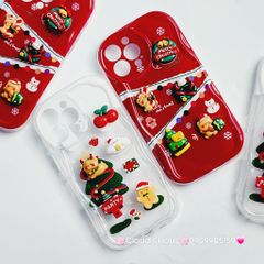 Case Ốp điện thoại iPhone Noel đỏ icon nổi dẻo iPhone 11/12/13/14/15/Plus/Pro/Promax