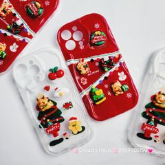 Case Ốp điện thoại iPhone Noel đỏ icon nổi dẻo iPhone 11/12/13/14/15/Plus/Pro/Promax