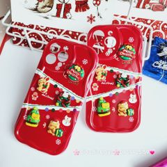 Case Ốp điện thoại iPhone Noel đỏ icon nổi dẻo iPhone 11/12/13/14/15/Plus/Pro/Promax