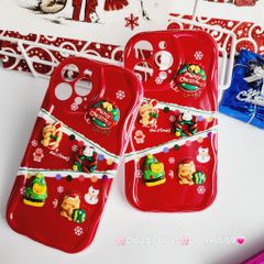 Case Ốp điện thoại iPhone Noel đỏ icon nổi dẻo iPhone 11/12/13/14/15/Plus/Pro/Promax