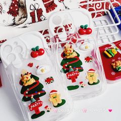Case Ốp điện thoại iPhone Noel đỏ icon nổi dẻo iPhone 11/12/13/14/15/Plus/Pro/Promax
