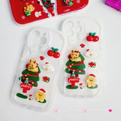 Case Ốp điện thoại iPhone Noel đỏ icon nổi dẻo iPhone 11/12/13/14/15/Plus/Pro/Promax