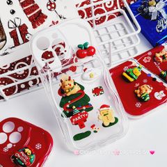 Case Ốp điện thoại iPhone Noel đỏ icon nổi dẻo iPhone 11/12/13/14/15/Plus/Pro/Promax