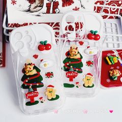 Case Ốp điện thoại iPhone Noel đỏ icon nổi dẻo iPhone 11/12/13/14/15/Plus/Pro/Promax