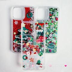 Case Ốp điện thoại iPhone Noel Trong cứng nước bling bling iPhone 11/12/13/14/15/Plus/Pro/Promax