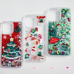 Case Ốp điện thoại iPhone Noel Trong cứng nước bling bling iPhone 11/12/13/14/15/Plus/Pro/Promax