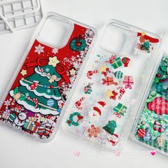 Case Ốp điện thoại iPhone Noel Trong cứng nước bling bling iPhone 11/12/13/14/15/Plus/Pro/Promax
