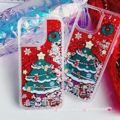Case Ốp điện thoại iPhone Noel Tone Xanh lá - Đỏ nước Bling Bling iPhone 11/12/13/14/15/Plus/Pro/Promax