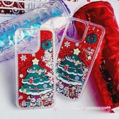 Case Ốp điện thoại iPhone Noel Tone Xanh lá - Đỏ nước Bling Bling iPhone 11/12/13/14/15/Plus/Pro/Promax