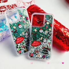Case Ốp điện thoại iPhone Noel Tone Xanh lá - Đỏ nước Bling Bling iPhone 11/12/13/14/15/Plus/Pro/Promax