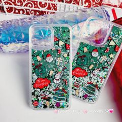 Case Ốp điện thoại iPhone Noel Tone Xanh lá - Đỏ nước Bling Bling iPhone 11/12/13/14/15/Plus/Pro/Promax