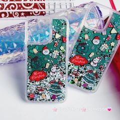 Case Ốp điện thoại iPhone Noel Tone Xanh lá - Đỏ nước Bling Bling iPhone 11/12/13/14/15/Plus/Pro/Promax