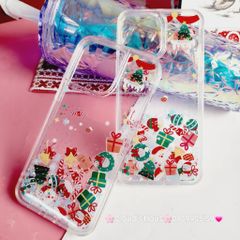 Case Ốp điện thoại iPhone Noel Trong cứng nước bling bling iPhone 11/12/13/14/15/Plus/Pro/Promax