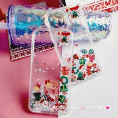 Case Ốp điện thoại iPhone Noel Trong cứng nước bling bling iPhone 11/12/13/14/15/Plus/Pro/Promax
