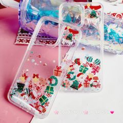 Case Ốp điện thoại iPhone Noel Trong cứng nước bling bling iPhone 11/12/13/14/15/Plus/Pro/Promax
