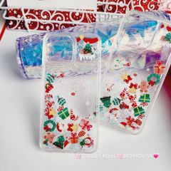 Case Ốp điện thoại iPhone Noel Trong cứng nước bling bling iPhone 11/12/13/14/15/Plus/Pro/Promax