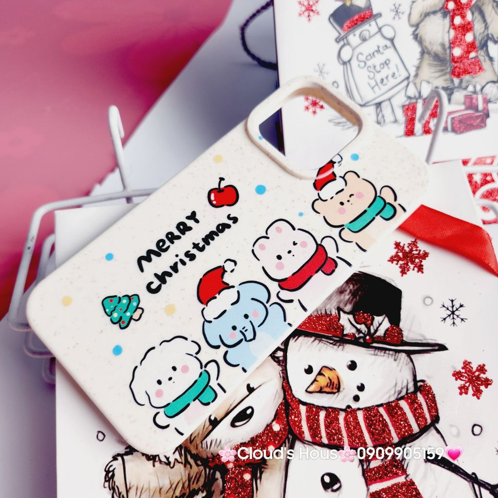 Case Ốp điện thoại iPhone Động vật đón Noel Nền trắng iPhone 11/12/3/14/15/Plus/ProPromax
