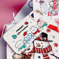 Case Ốp điện thoại iPhone Động vật đón Noel Nền trắng iPhone 11/12/3/14/15/Plus/ProPromax