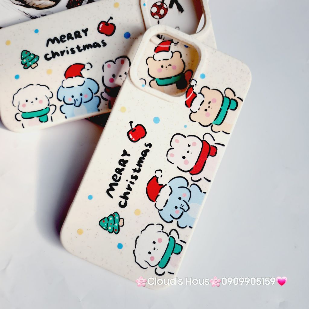 Case Ốp điện thoại iPhone Động vật đón Noel Nền trắng iPhone 11/12/3/14/15/Plus/ProPromax