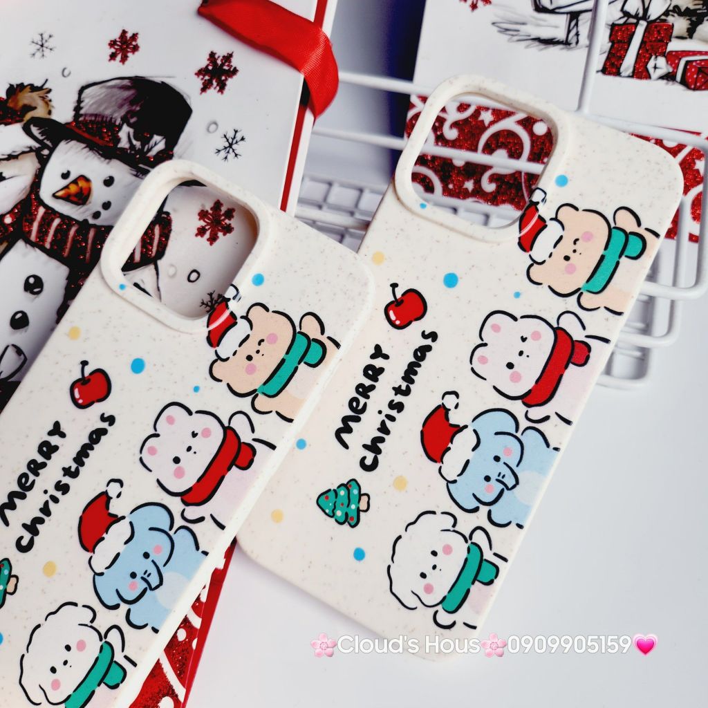 Case Ốp điện thoại iPhone Động vật đón Noel Nền trắng iPhone 11/12/3/14/15/Plus/ProPromax