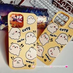Case Ốp điện thoại iPhone Ma Ghost Cute dẻo Nền vàng iPhone 11/12/3/14/15/Plus/ProPromax