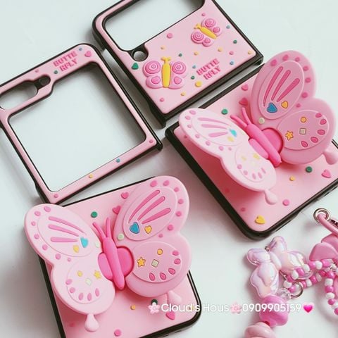 Case Ốp điện thoại Samsung Z Flip Cánh bướm dối gian kèm dây charm Samsung Z Flip 3/4/5