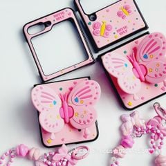Case Ốp điện thoại Samsung Z Flip Cánh bướm dối gian kèm dây charm Samsung Z Flip 3/4/5