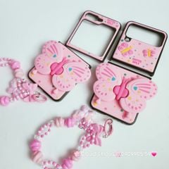 Case Ốp điện thoại Samsung Z Flip Cánh bướm dối gian kèm dây charm Samsung Z Flip 3/4/5