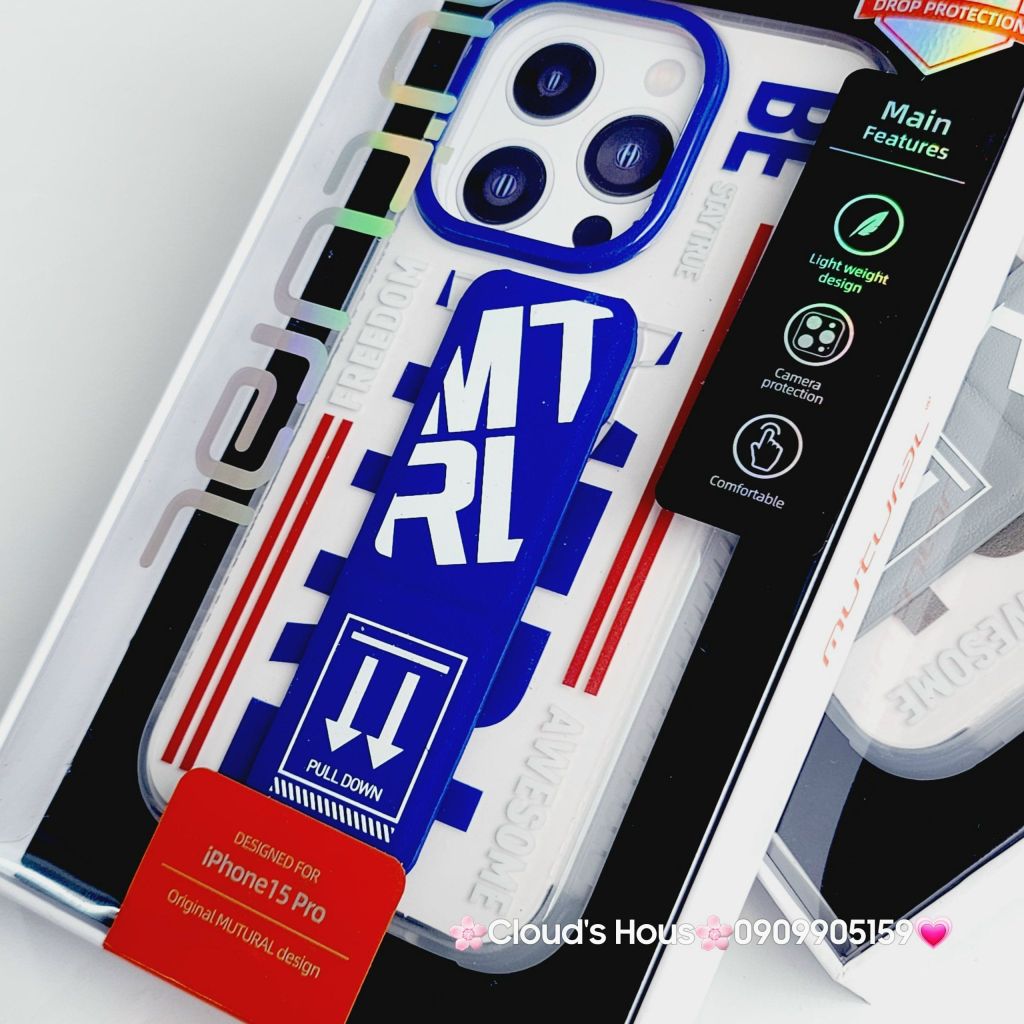 Case Ốp điện thoại Trong Freedom Chống Dựng Chống Shock Không Vàng Mutural chính hãng iPhone 15Pro/15Promax