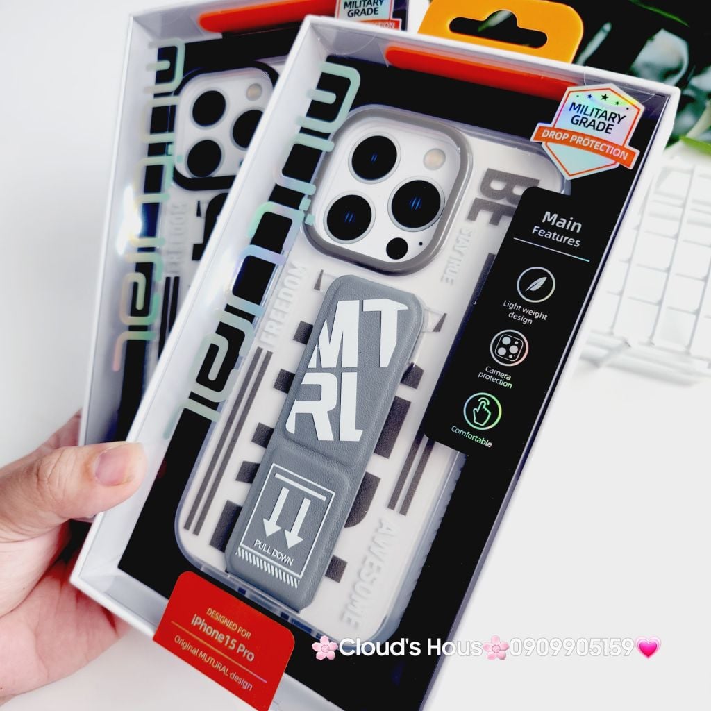 Case Ốp điện thoại Trong Freedom Chống Dựng Chống Shock Không Vàng Mutural chính hãng iPhone 15Pro/15Promax