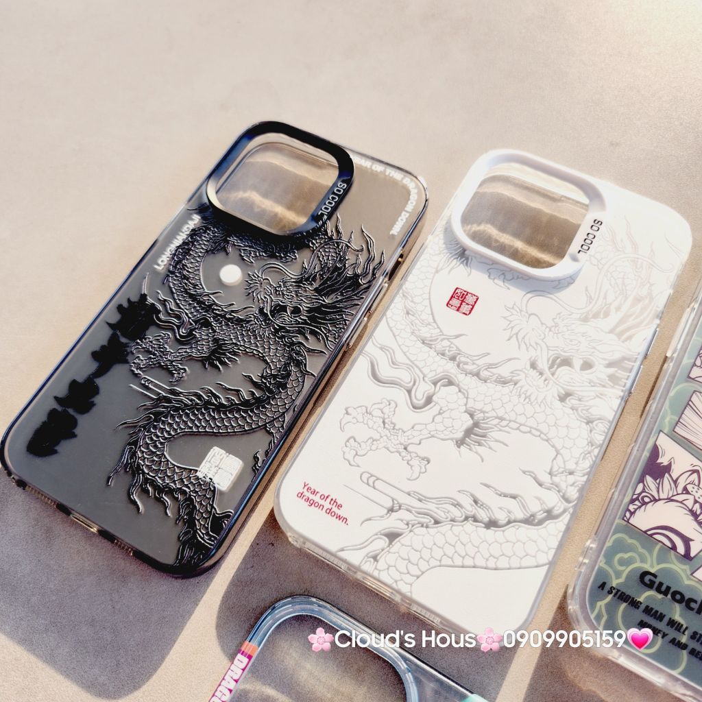 Case Ốp điện thoại iPhone Rồng Đen Nền xám So Cool iPhone 11/12/13/14/15/Pro/Promax - TẾT