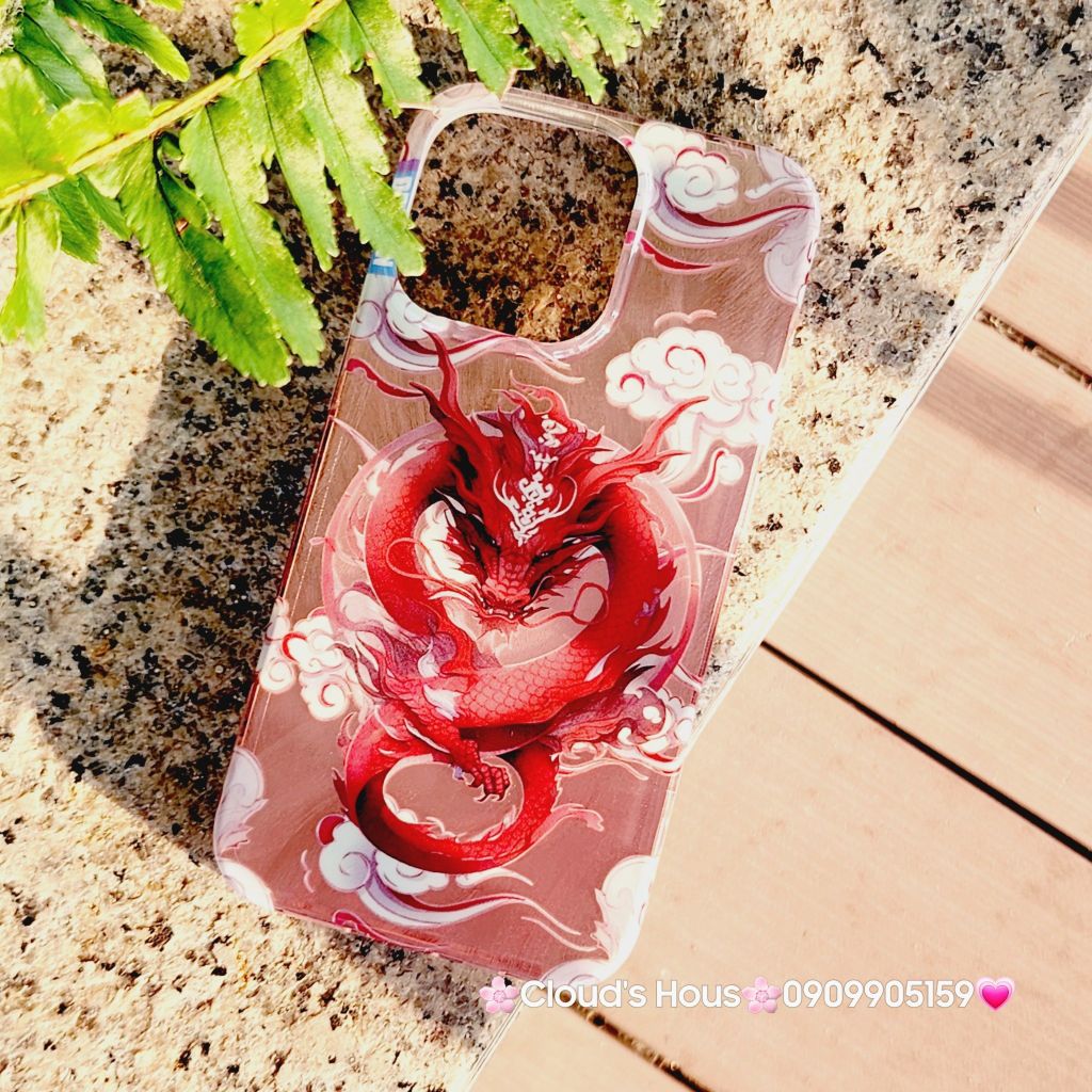 Case Ốp điện thoại iPhone Rồng Đỏ Hologram Chinese Dragon iPhone 12/13/14/15/Pro/Promax - TẾT