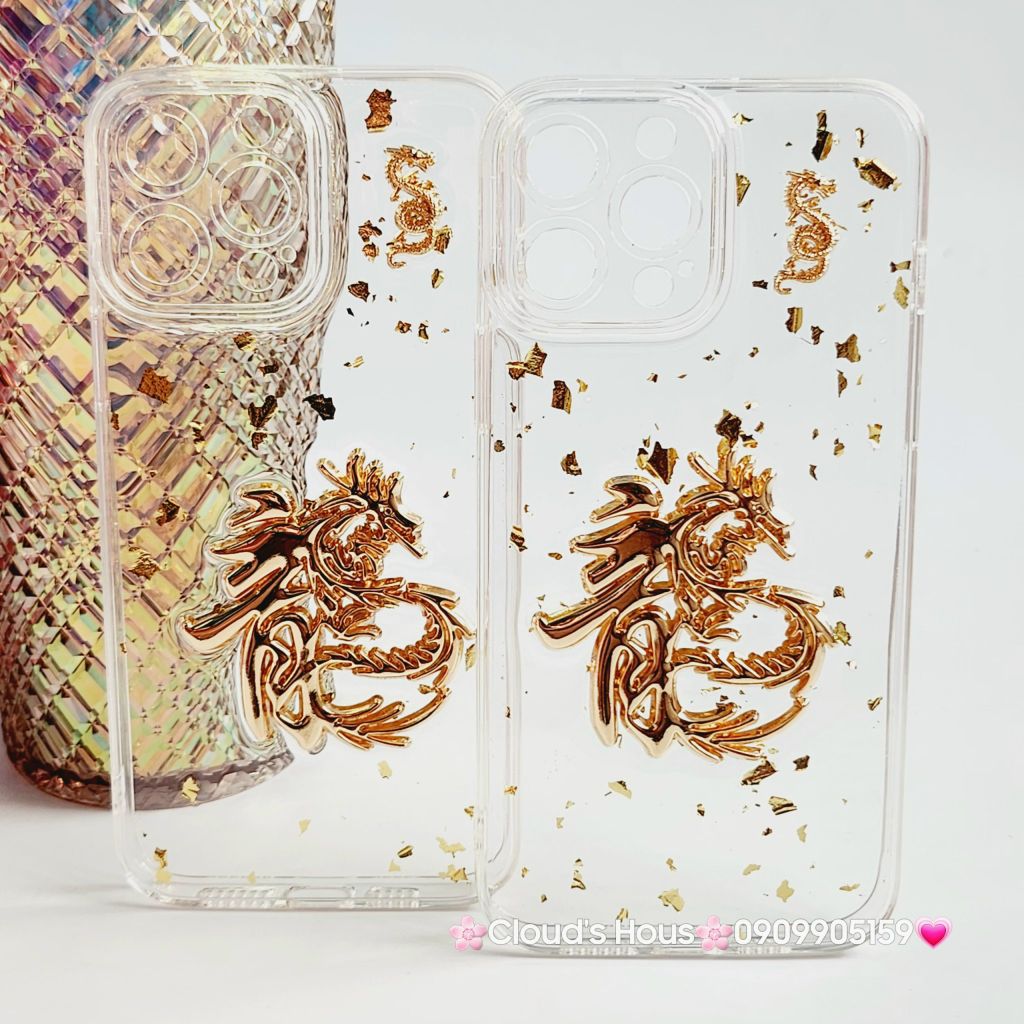 Case Ốp điện thoại iPhone RỒNG VÀNG - CHỮ LONG trong dẻo iPhone 11/12/13/14/15/Pro/Promax TẾT