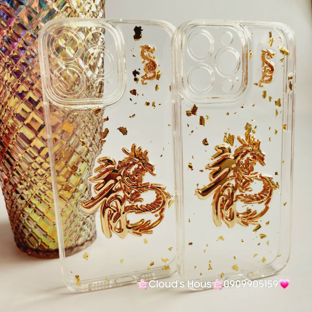 Case Ốp điện thoại iPhone RỒNG VÀNG - CHỮ LONG trong dẻo iPhone 11/12/13/14/15/Pro/Promax TẾT