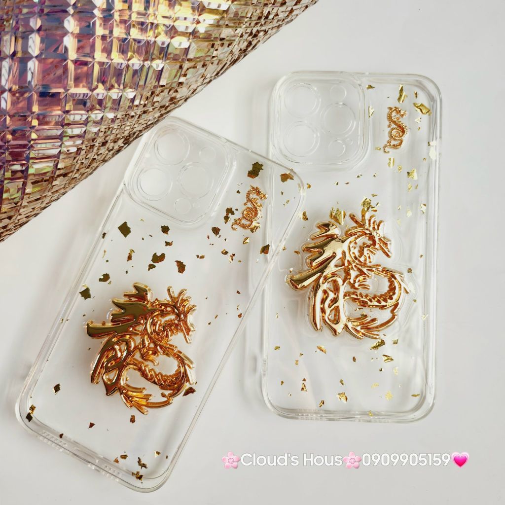 Case Ốp điện thoại iPhone RỒNG VÀNG - CHỮ LONG trong dẻo iPhone 11/12/13/14/15/Pro/Promax TẾT
