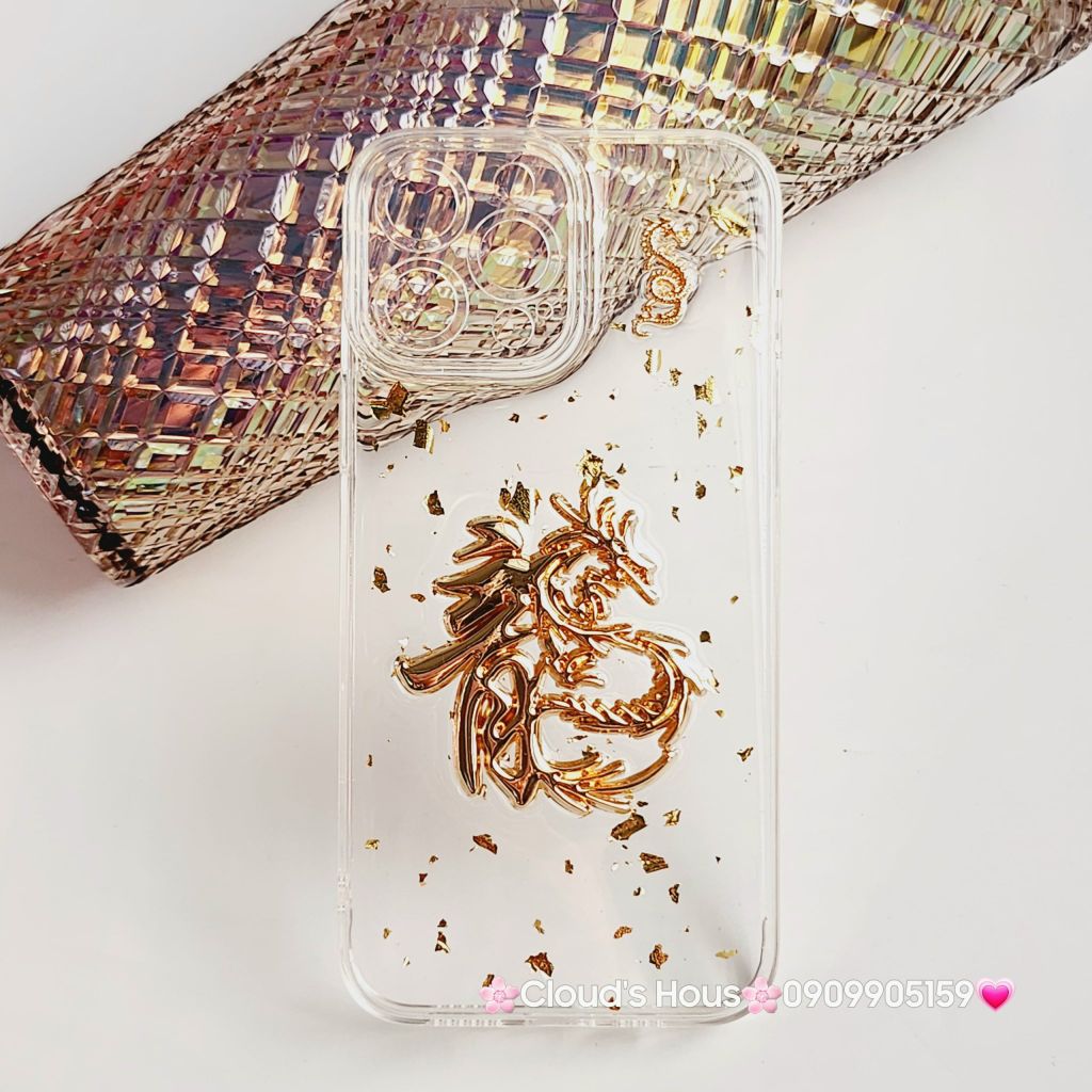 Case Ốp điện thoại iPhone RỒNG VÀNG - CHỮ LONG trong dẻo iPhone 11/12/13/14/15/Pro/Promax TẾT