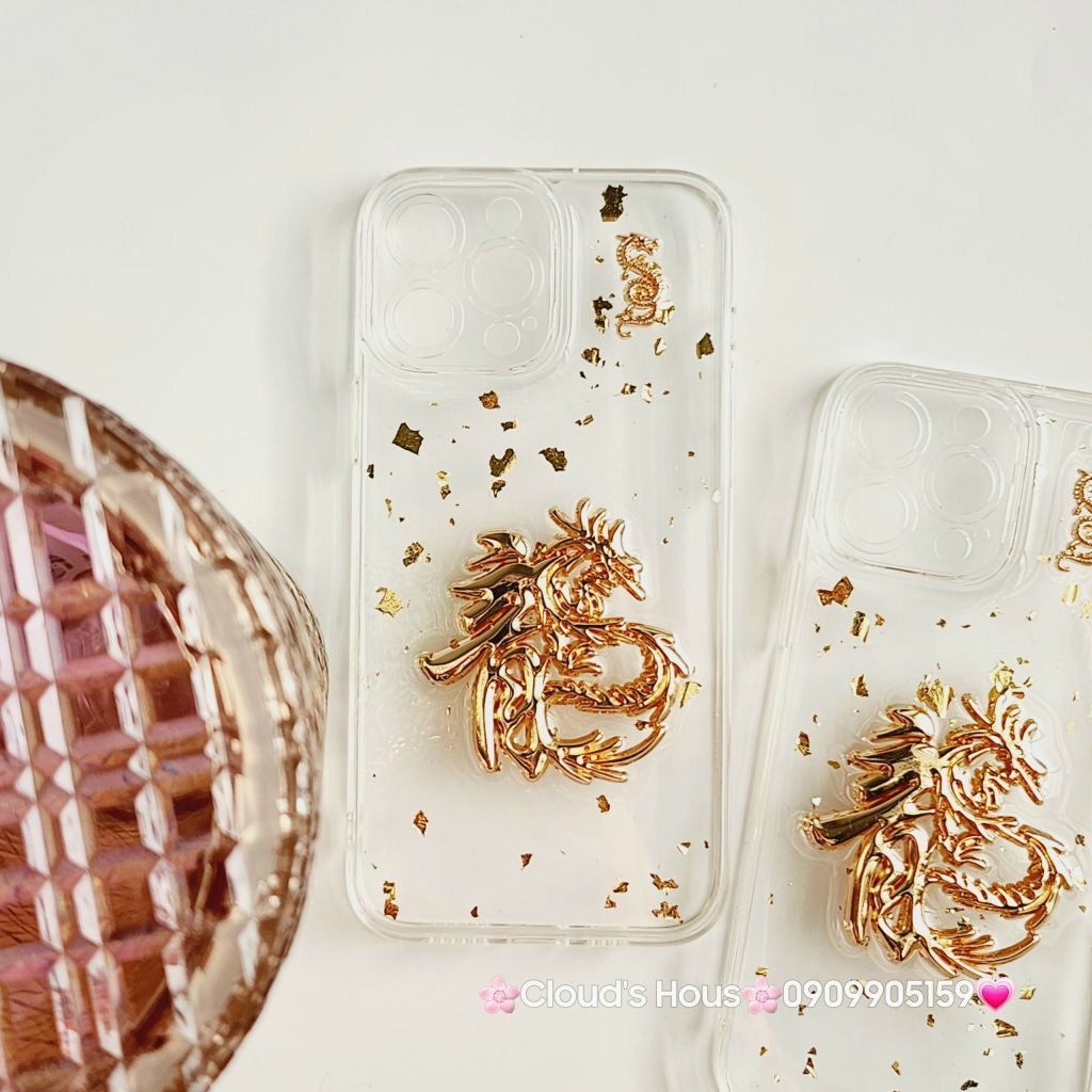 Case Ốp điện thoại iPhone RỒNG VÀNG - CHỮ LONG trong dẻo iPhone 11/12/13/14/15/Pro/Promax TẾT