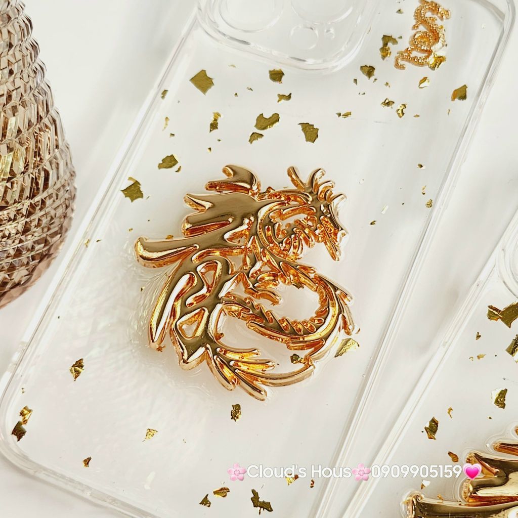 Case Ốp điện thoại iPhone RỒNG VÀNG - CHỮ LONG trong dẻo iPhone 11/12/13/14/15/Pro/Promax TẾT